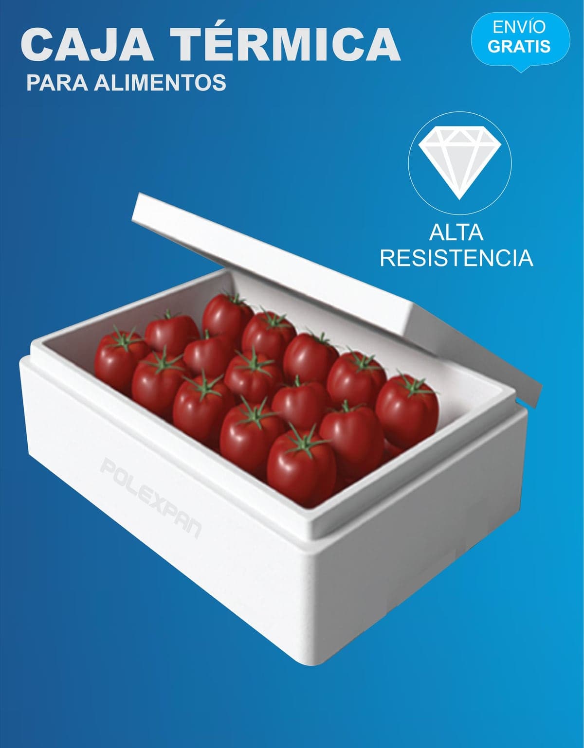 Caja térmica POLEXPAN para alimentos: alta resistencia.