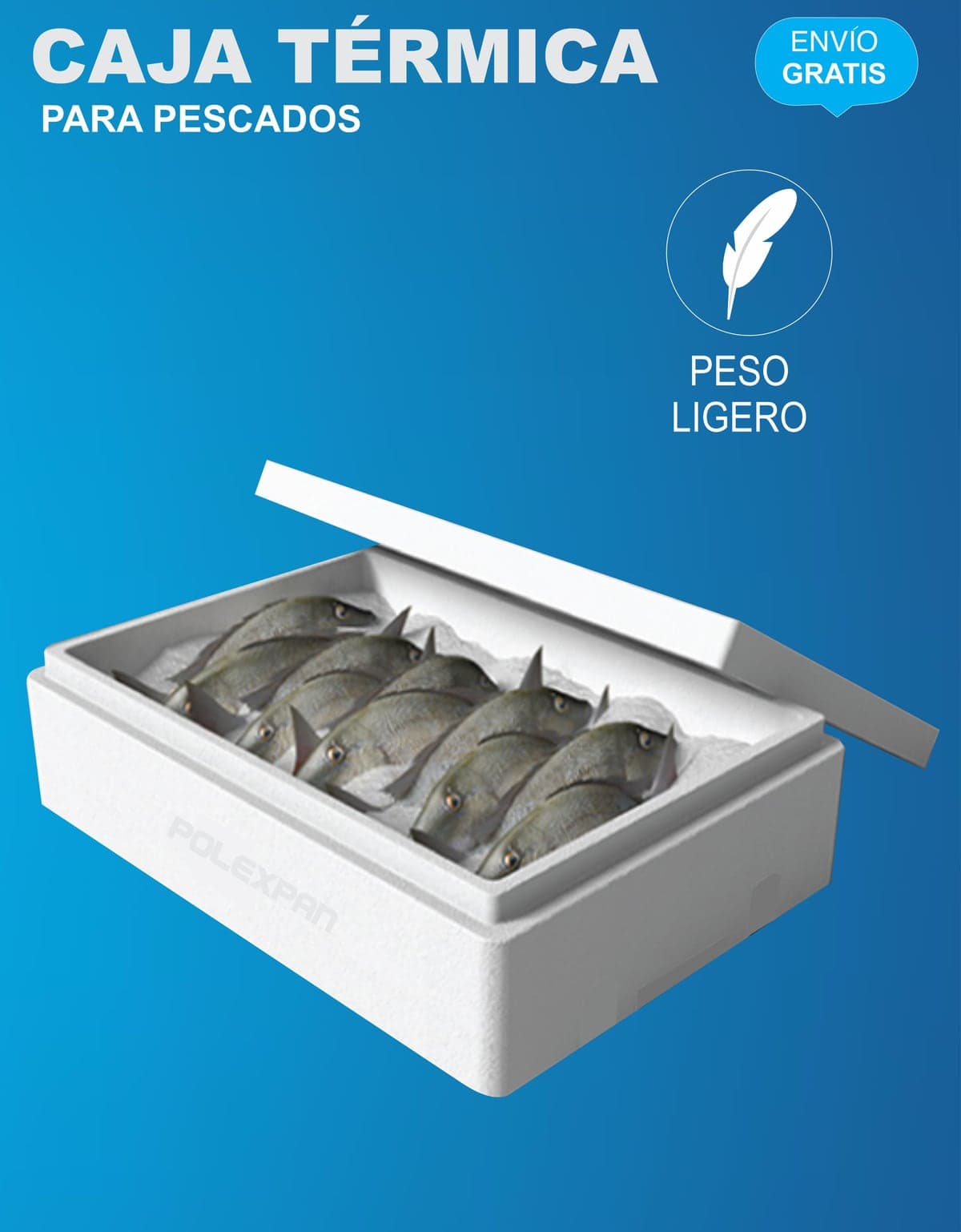 Caja térmica POLEXPAN para pescados: peso ligero.